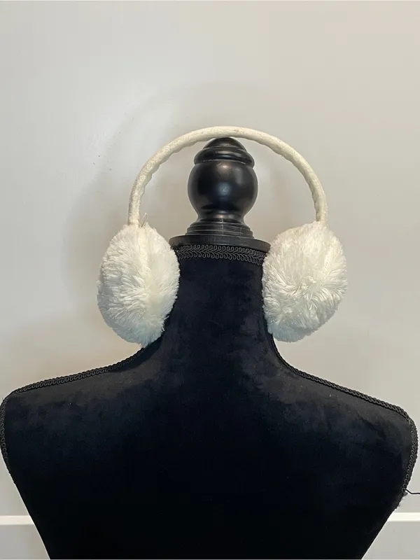 White Plush Earmuffs- Cozy Winter Ear Warmers - Image 2