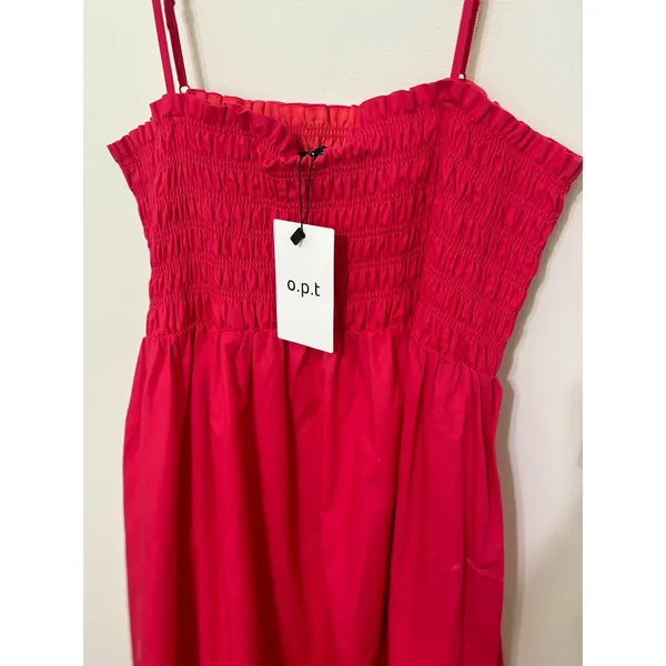 Tuckernuck o.p.t. Smocked‎ Midi Dress Tiered Sundress Casual Summer Pink Size S - Image 3