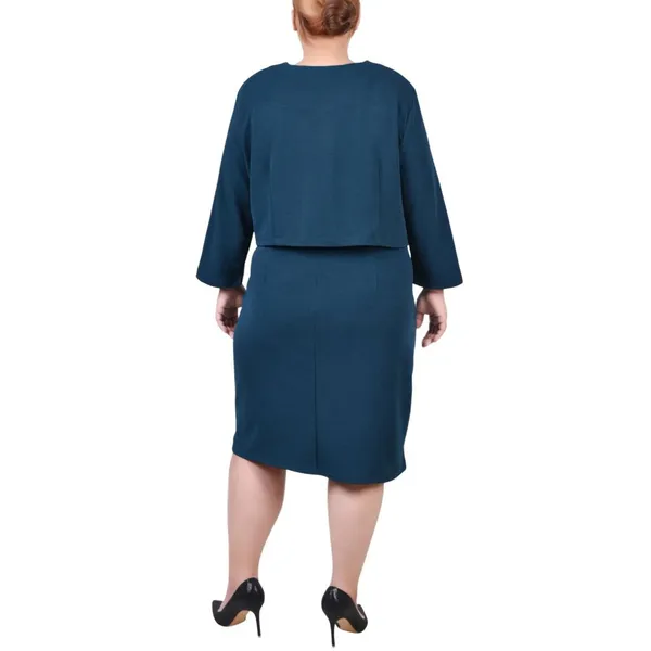 NWT Ny Collection Womens Plus Size 3/4 Sleeve Jacket and Dress Mallard Green 16W - Image 2