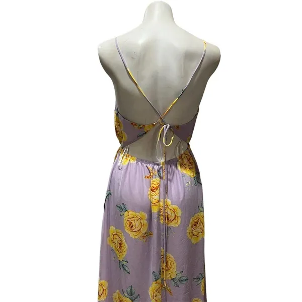 Lulus Lavender Floral Print Backless Maxi Dress Size M Sleeveless V-Neck - Image 10