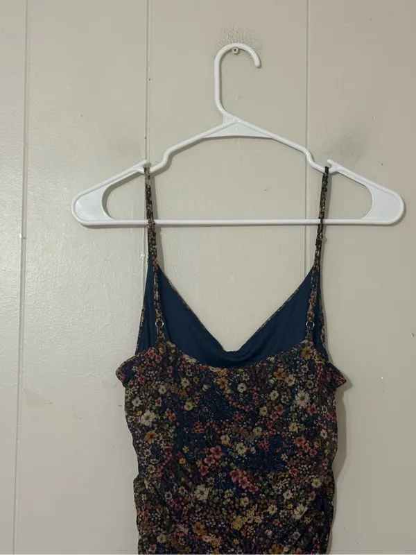 Dress Forum Los Angeles Ruched Floral Mesh Ruffle Mini Dress Size S - Image 5