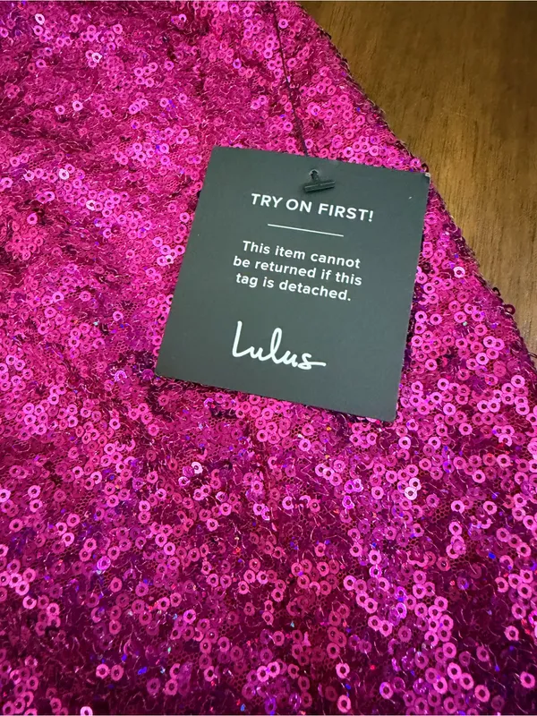 Lulus Magenta Sequin Lace-Up Maxi Dress Size M NWT - Image 13