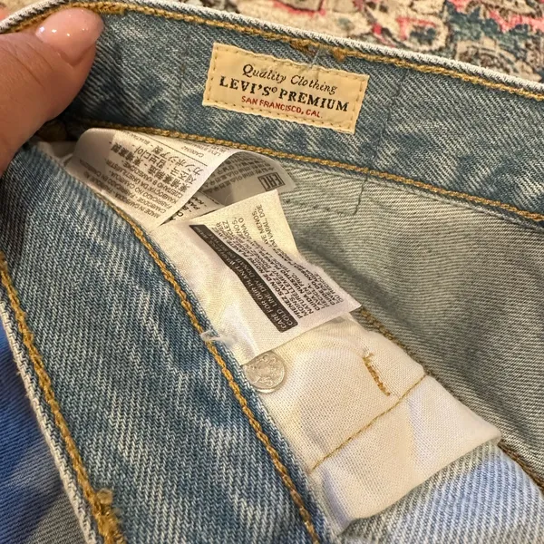 Levi’s Blue Distressed Button Fly Jean Shorts with Frayed Hem 25 - Image 7