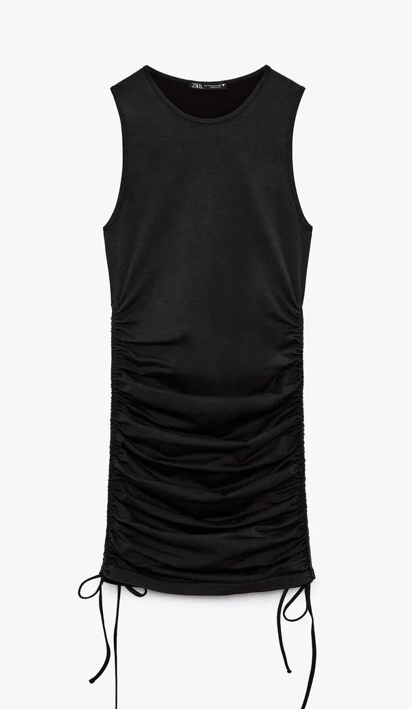 ZARA Black Gray Ruched Seamless Military Minds Lioness Mini Bodycon Dress - Image 12