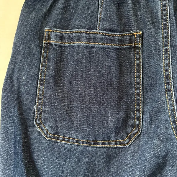 OAT New York Cloud Luxe Denim Wide Leg Drawstring Pants Dark Wash 4/27 - Image 5