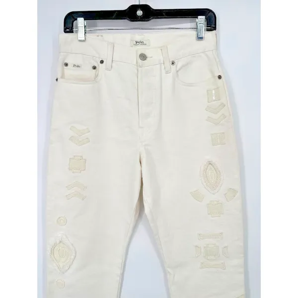 POLO RALPH LAUREN White Womens 27 Callen‎ HR Slim Jeans Aztec Boho Southwest - Image 2