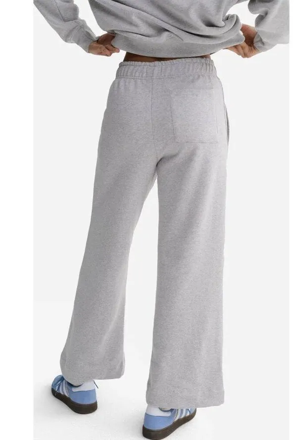 Mate The Label Organic Fleece Wide Leg Pant Heather Grey Large MSRP $138 - Image 3