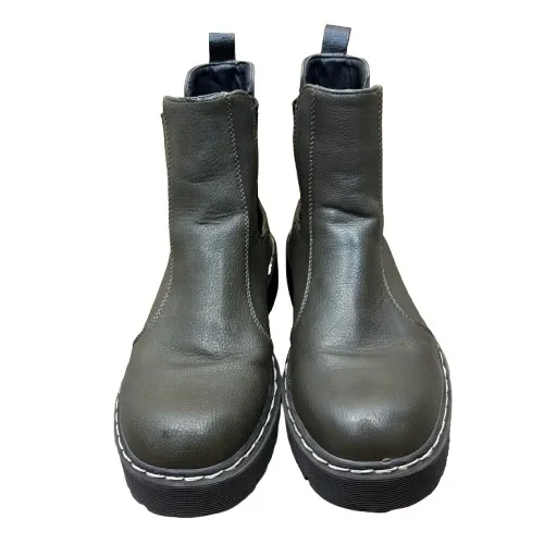 Sincerely Jules Hippie Olive Green Platform Lug Sole Chelsea Boots Size 6.5 M - Image 2