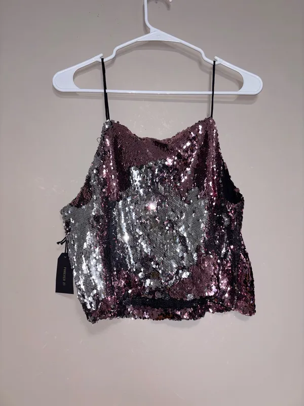 Forever 21 Sequin PINK/SILVER festival top - Image 2