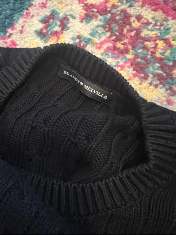 Brandy Melville navy Cable-Knit Crewneck Sweater - Image 11