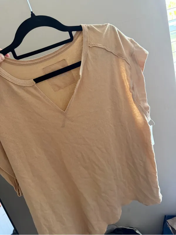 NWT Aerie Sleeveless V-Notch Cotton Tank Top in Beige - Image 5