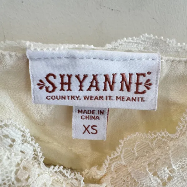 Shyanne Lace Trim Button Front Camisole Top Cream XS Viscose Boho Sleeveless - Image 2
