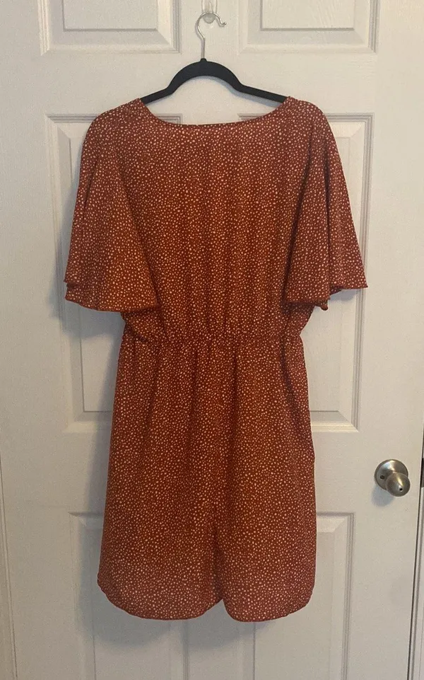Orangeish/red Polka dot Dress Size XL - Image 2