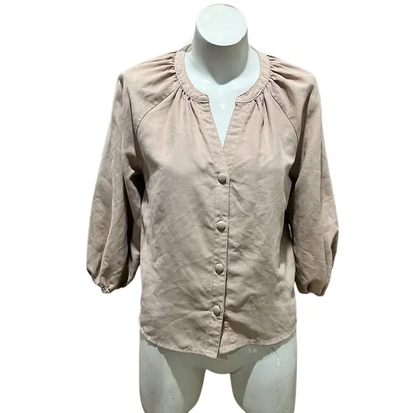 Marc New York Women's Pink V-Neck 3/4 Sleeve Blouse Size S - Image 7