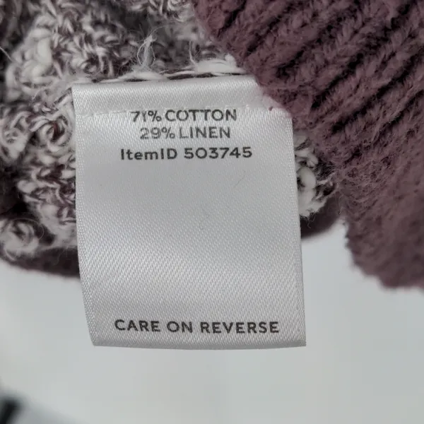 L.L. Bean Signature Cotton Linen Ragg Sweater Size Large Mock‎ Neck Marled - Image 5