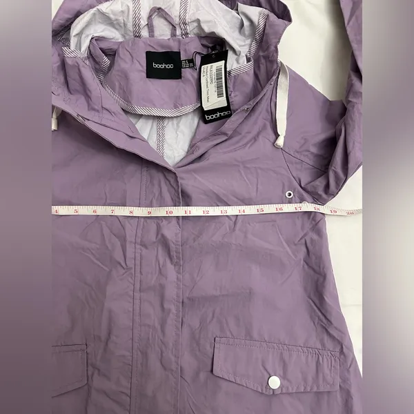 NWT Boohoo Hooded contrast Trim‎ Mac Lilac windbreaker size 4 - Image 8