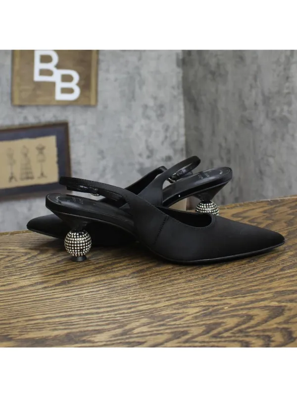 A New Day Simone Rhinestone Ball Slingback Heels 94660895 Black 7.5M - Image 6