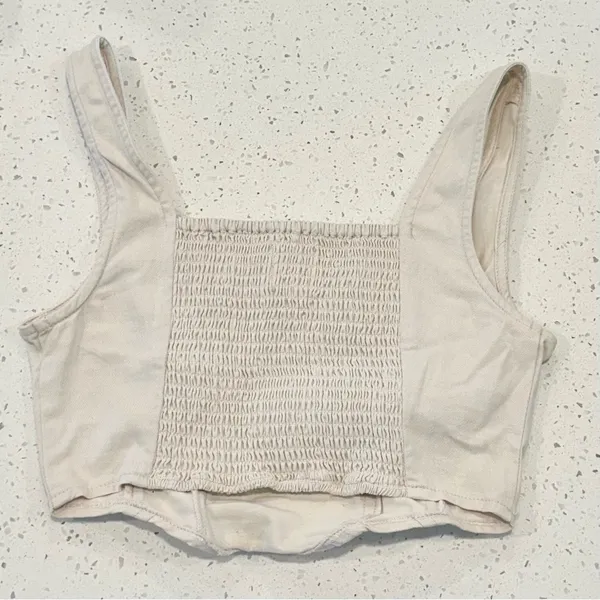 Lonestar New York Women's Cream Corset Structured Denim Crop Top - Medium - Image 3
