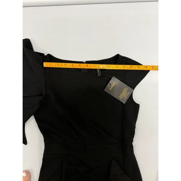 WOOSEA Womens Black High Split Ruffle Bodycon Evening Gown Dress Size S NWT - Image 8