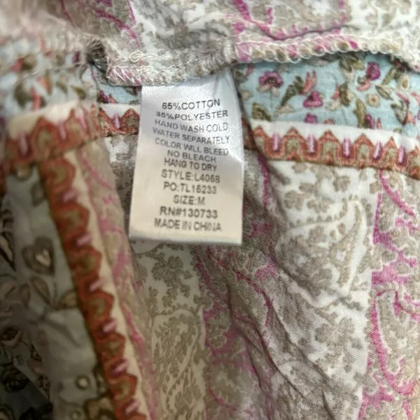 UMGEE Top Womens Medium Multicolor Patchwork Boho Print Blouse Ladies - Image 8