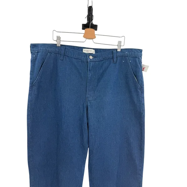 Abercrombie Mid Rise Trouser Jeans Wide Leg Dark Wash Denim‎ Women's 34/18S NWT - Image 2
