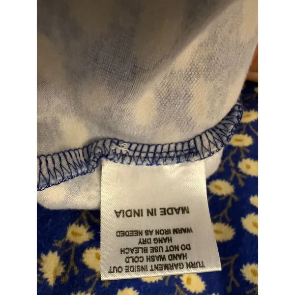 Vermont Country Store Floral T-Shirt Dress Womens Large Blue Daisy Pockets L - Image 6