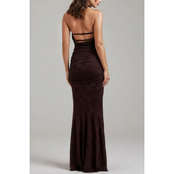 HOUSE OF CB Adrielle Jersey Burnout Maxi Skirt, Cocoa, L+ - Image 4