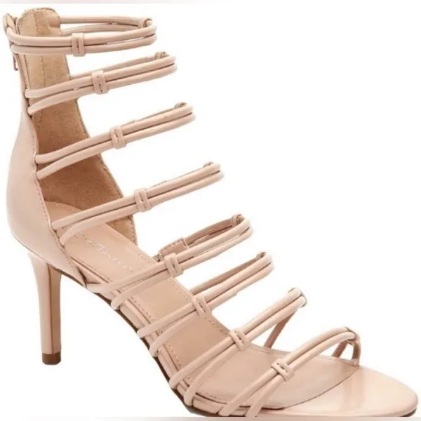 Like New BCBGeneration Maria Nude Beige Stiletto Zip-Up Strappy Heels- Size 10 - Image 2