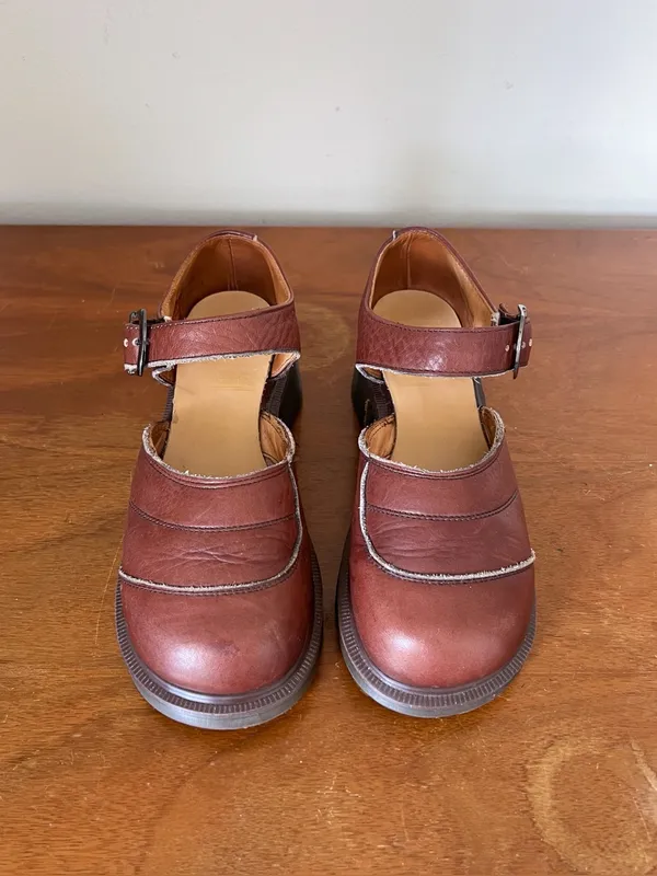Dr Martens • vintage ankle strap mary janes 8599 brown leather chunky heel MIE - Image 3