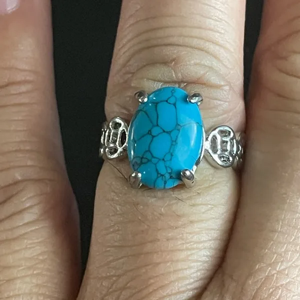 Women turquoise stone S925 silver ring size 7.5 - Image 9