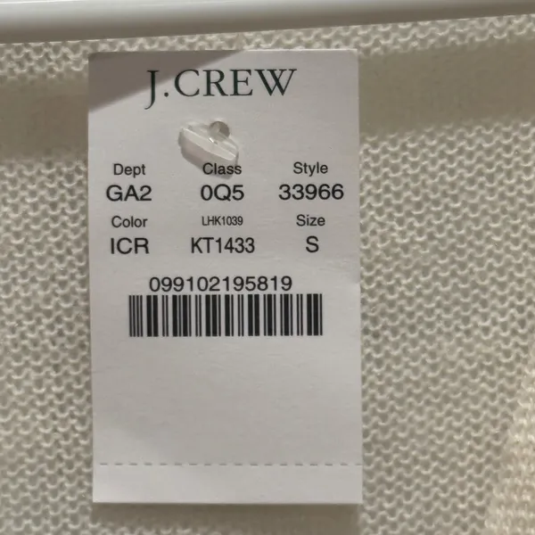 NEW J.Crew Cardigan Womens S Ivory Alpaca Merino Wool V-Neck‎ Rhinestone 33966 - Image 2