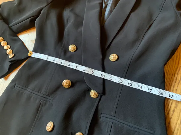 Womens Black Double Breasted Blazer Dress Size M - Image 6