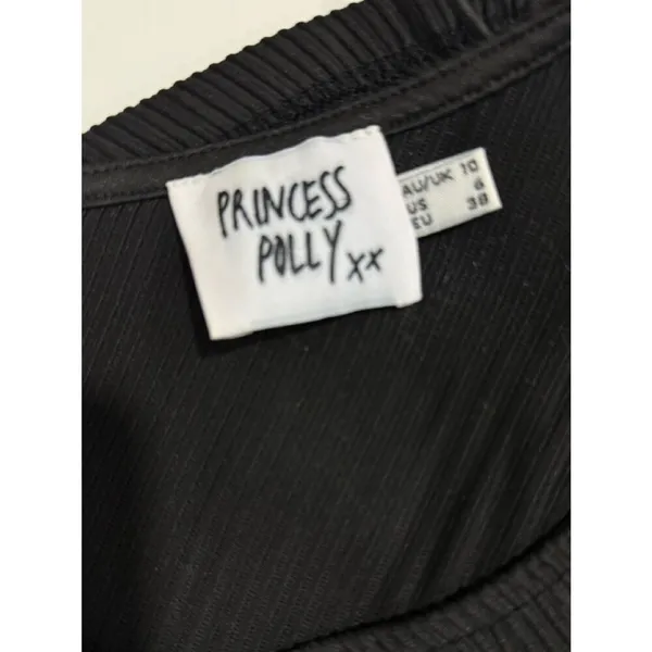 Princess Polly Black Lace-Up Ribbed Cropped Tank EUC - Image 4