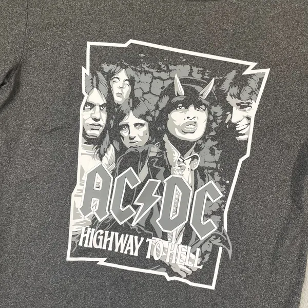 AC-DC Highway To Hell Shirt Women 2XL Gray Rock Band Scoop Neck Tee - Image 2