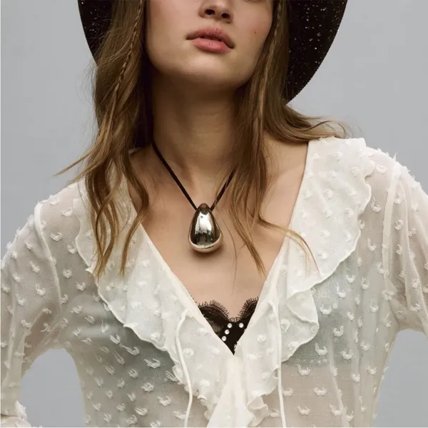 By ANTHROPOLOGIE Long-Sleeve Clip Dot Sheer Textured Blouse Women's Size Medium - Image 2