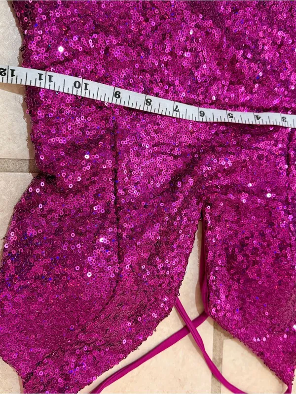 Lulus Magenta Sequin Lace-Up Maxi Dress Size M NWT - Image 6
