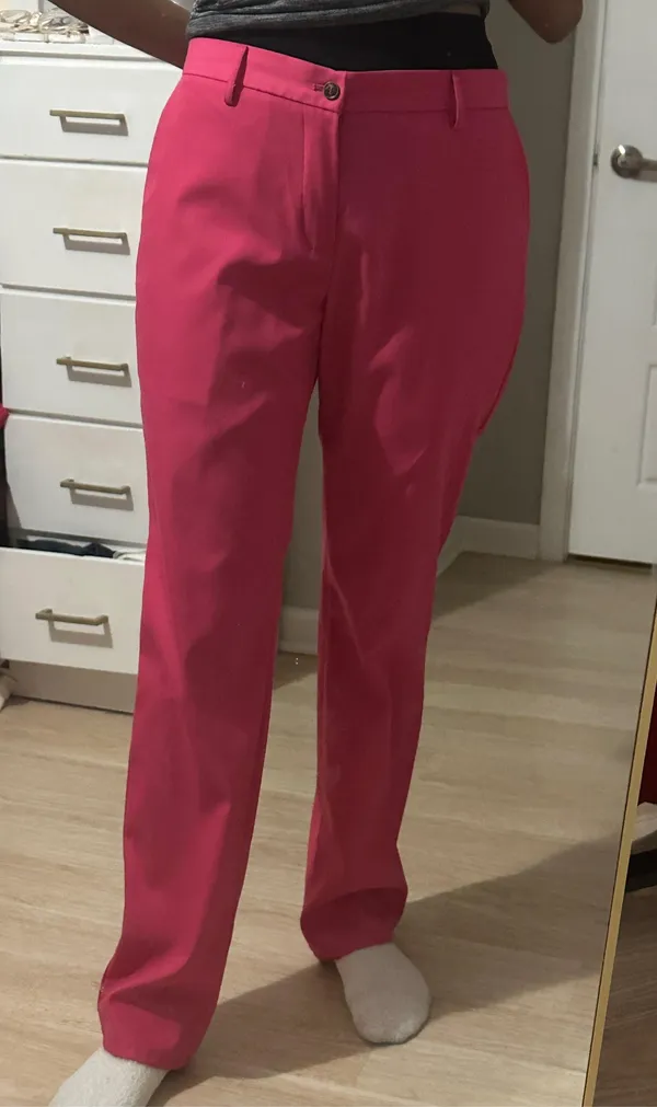 Barbie pink business casual straight leg trouser pants - Image 5