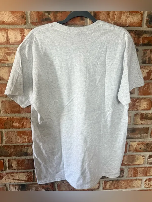 Gildan Ash Gray Tee with Pink Ghost & Bow Print - Image 4