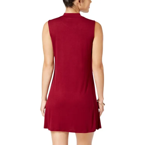 Trixxi Juniors Mock-Turtleneck A-Line Dress Red M - Image 8