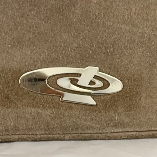 Vintage Montgomery Ward taupe suede fold over clutch. - Image 3