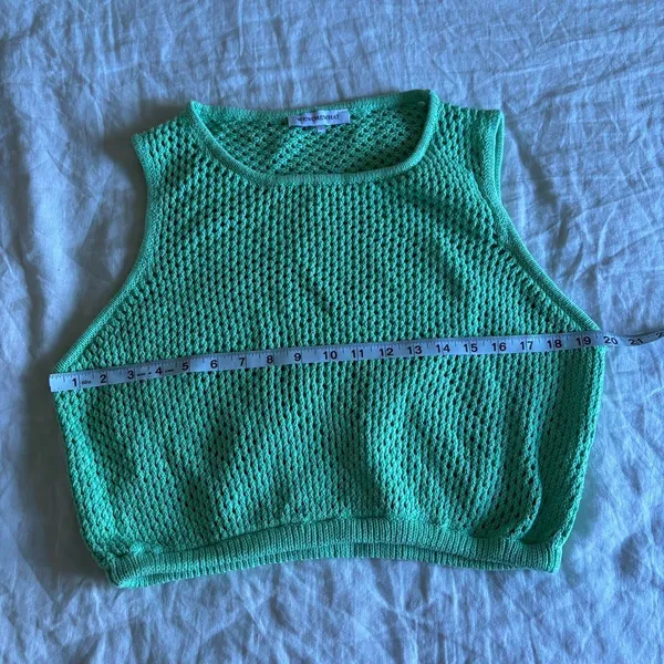 Weworewhat Green Cotton Crochet Open Knit Crop Tank Top Festival Beach Large - Image 7