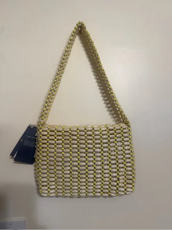 Universal Thread Beaded Mini Bag in Cream and Yellow - Image 2
