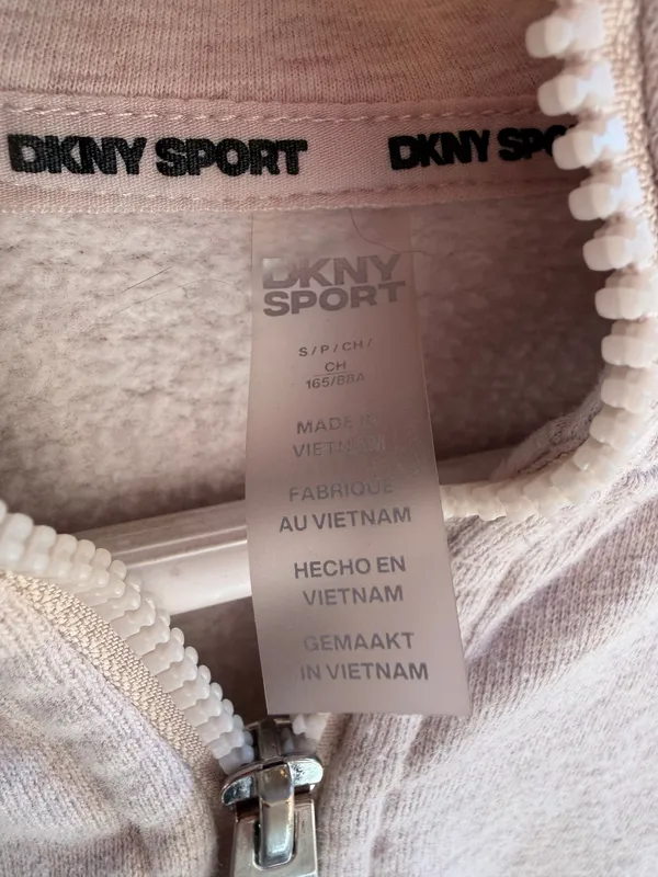 DKNY Small Tan Hoodie Full Zip Sweatshirt Size L - Image 5