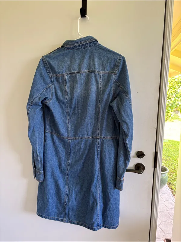 Frye Classic Blue Denim Button-Front Shirt Long Sleeve Dress boho western fall - Image 3