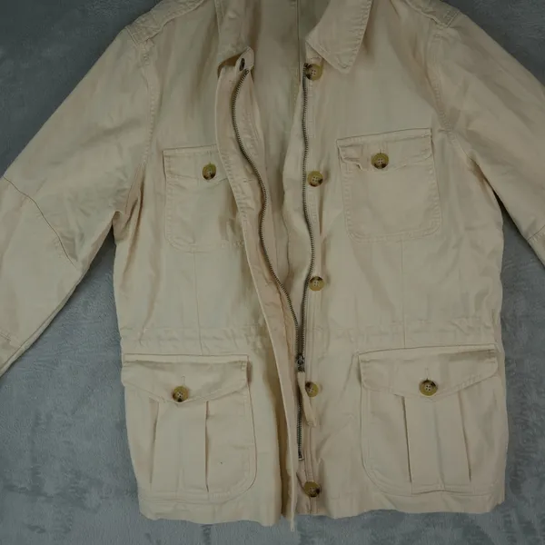 Lauren Ralph Lauren Jacket Womens XL Beige Herringbone Military Utility‎ Cotton - Image 8