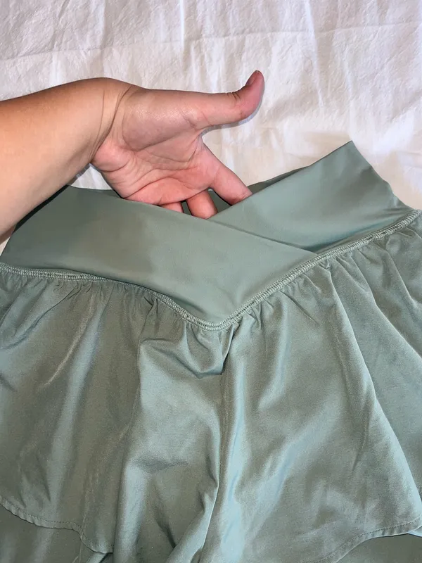 Athletic crossover wrap shorts Green Size M - Image 2