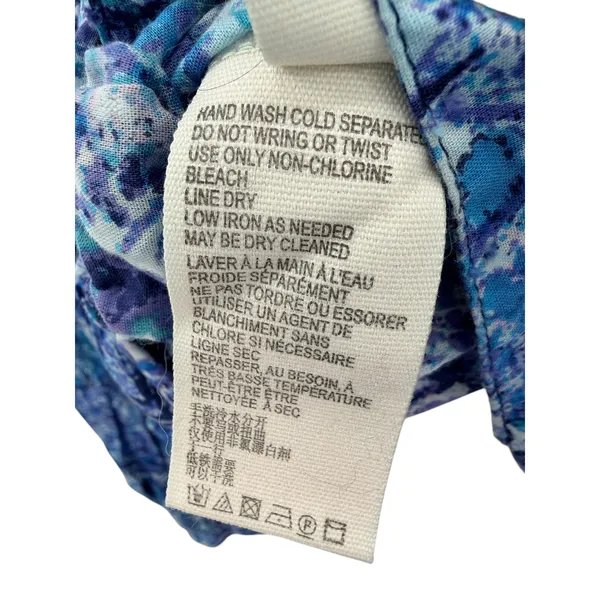 Free People Ruffle Cotton Wrap Top M Blue Floral Paisley Balloon Sleeve Festival - Image 6