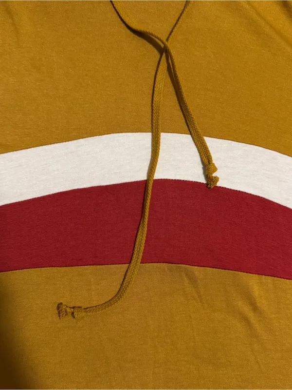 2000s vintage style yellow, red, and white color block hoodie - Image 5