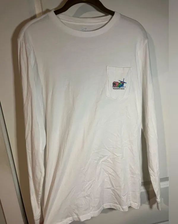 Vineyard Vines Snow Ski Whale Design White Cotton Long Sleeve Tshirt Size XL - Image 6