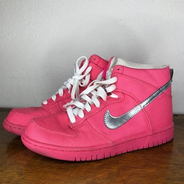 Nike Dunk High‎ Premium Pink Flash Metallic Shoes - Image 8